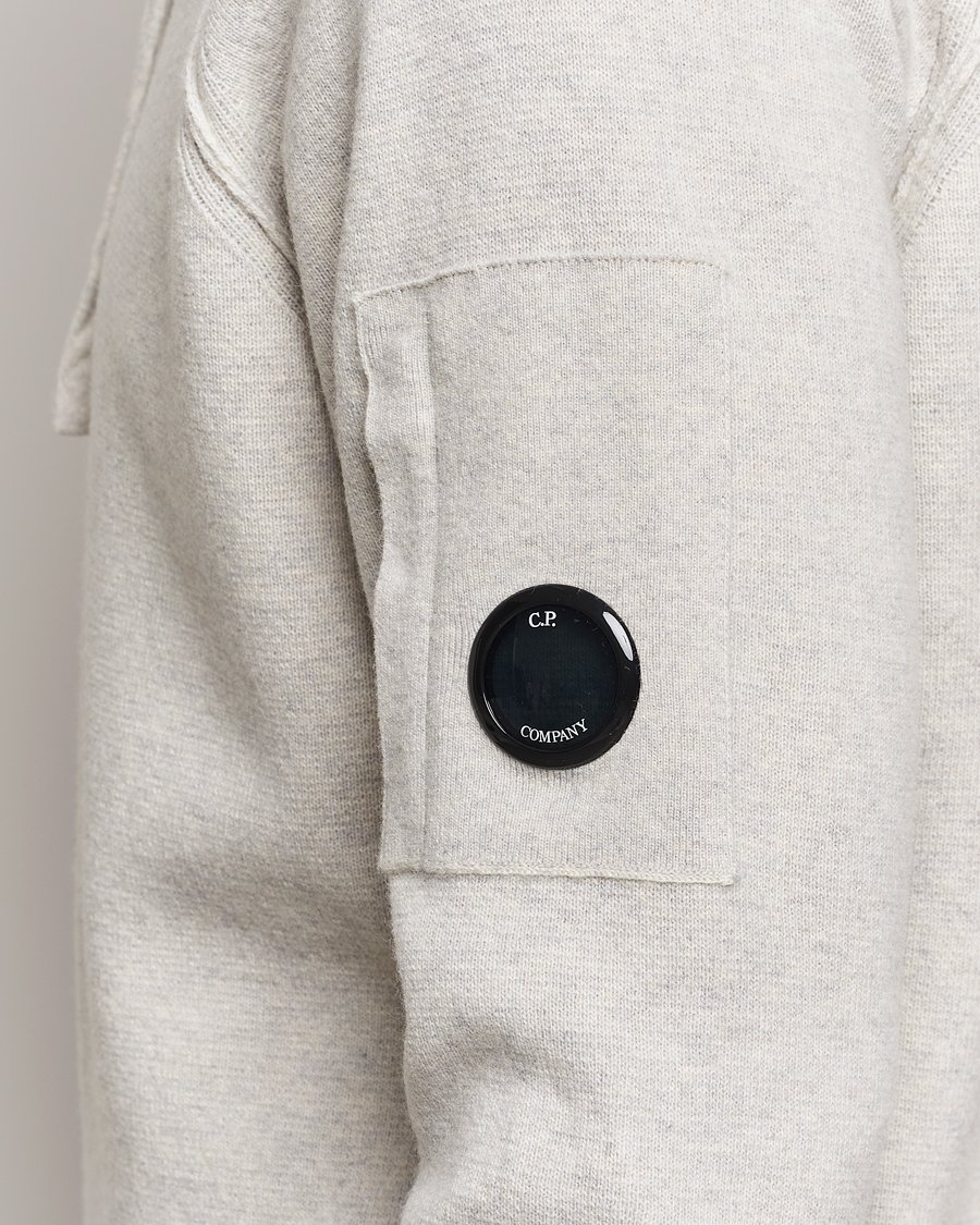 Herre | Trøjer | C.P. Company | Lambswool Knitted Lens Hood Grey Melange