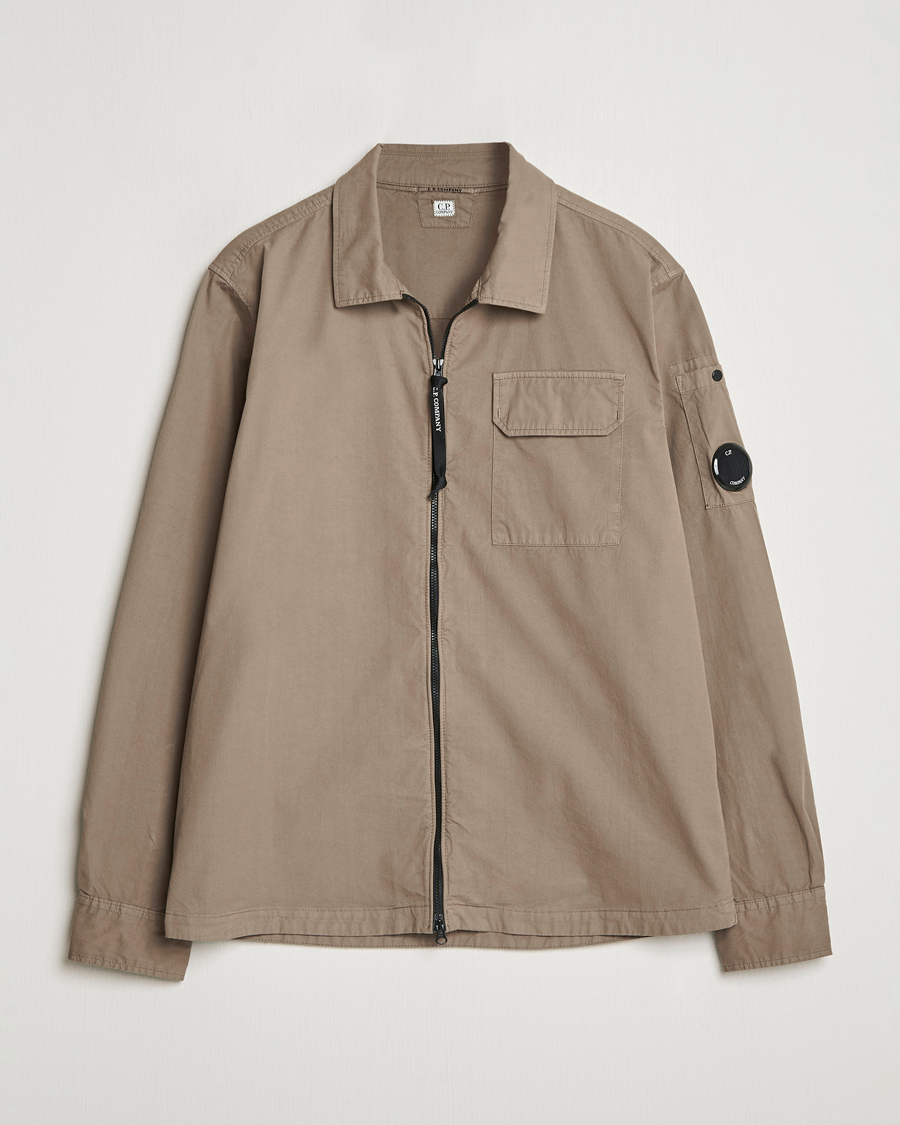 Herre | Skjorter | C.P. Company | Organic Cotton Gabardine Zip Overshirt Taupe