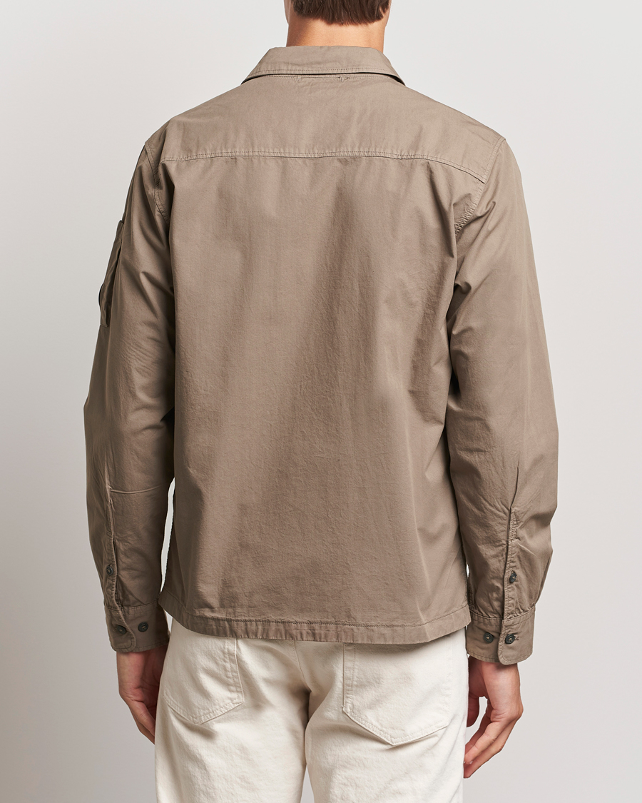 Herre | Skjorter | C.P. Company | Organic Cotton Gabardine Zip Overshirt Taupe