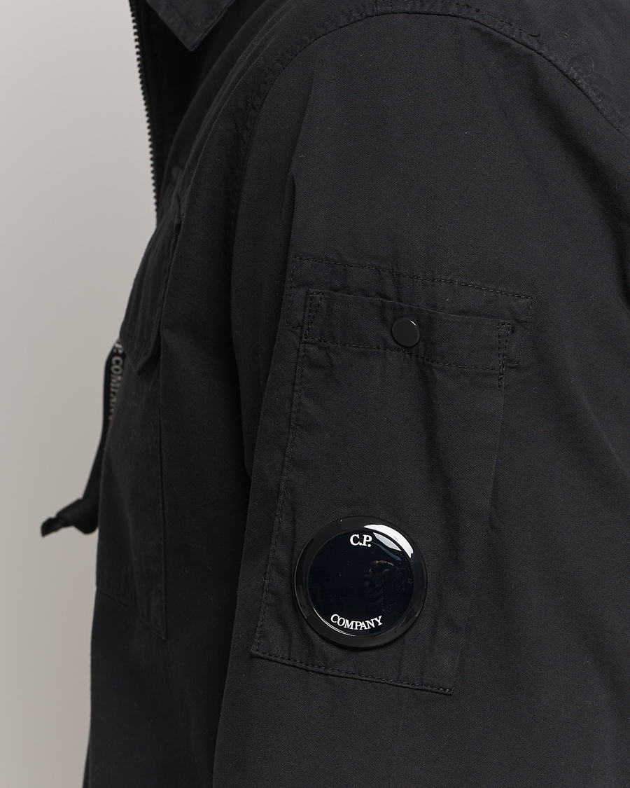 Herre | Skjorter | C.P. Company | Garment Dyed Gabardine Zip Shirt Jacket Black