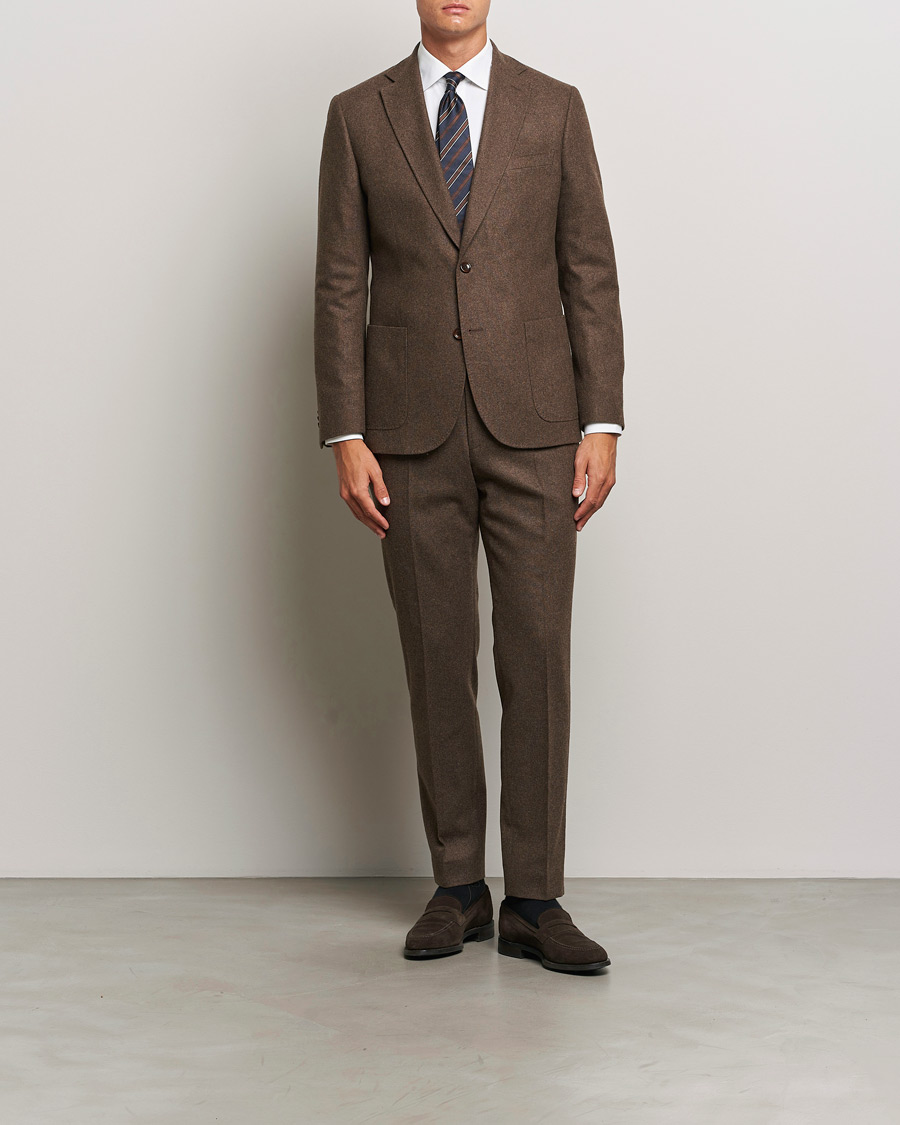 Herre | Bukser | Morris Heritage | Flannel Suit Trousers Brown