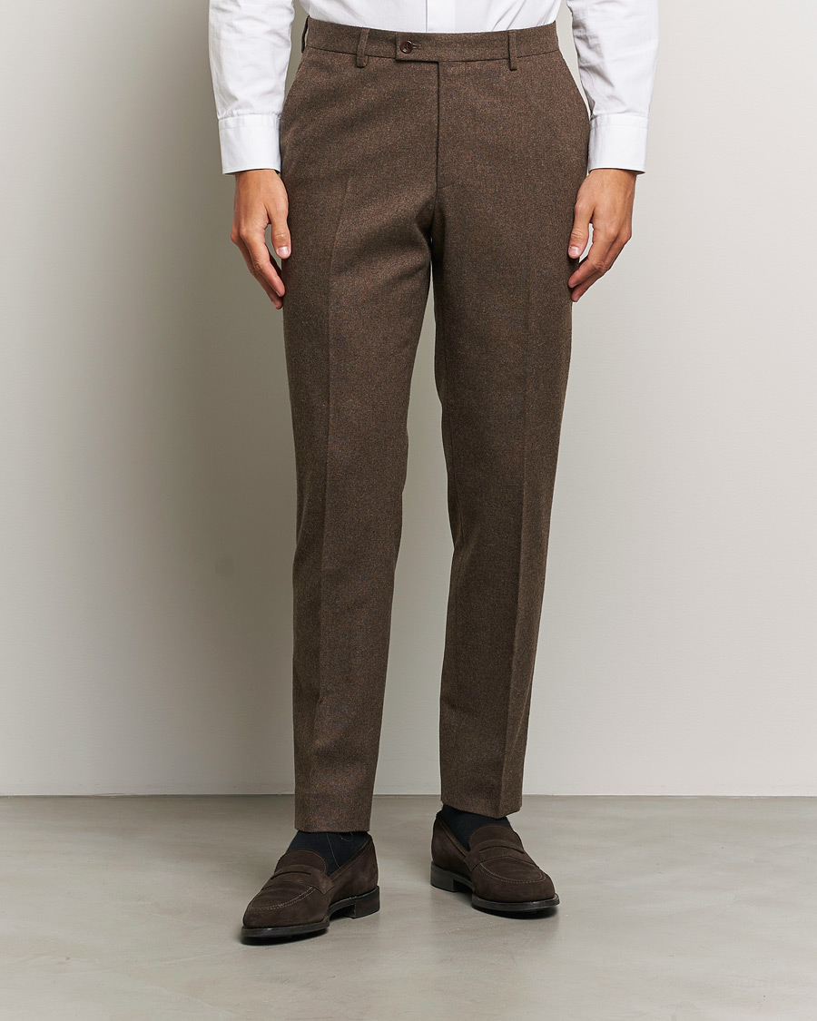 Herre | Bukser | Morris Heritage | Flannel Suit Trousers Brown