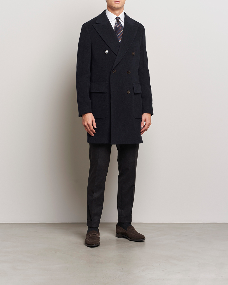 Herre | Jakker | Morris Heritage | Brian Double Breasted Wool Coat Navy