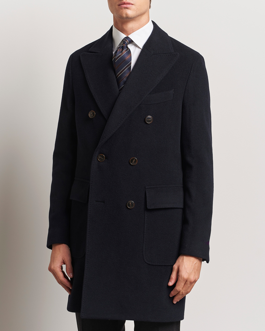 Herre | Jakker | Morris Heritage | Brian Double Breasted Wool Coat Navy