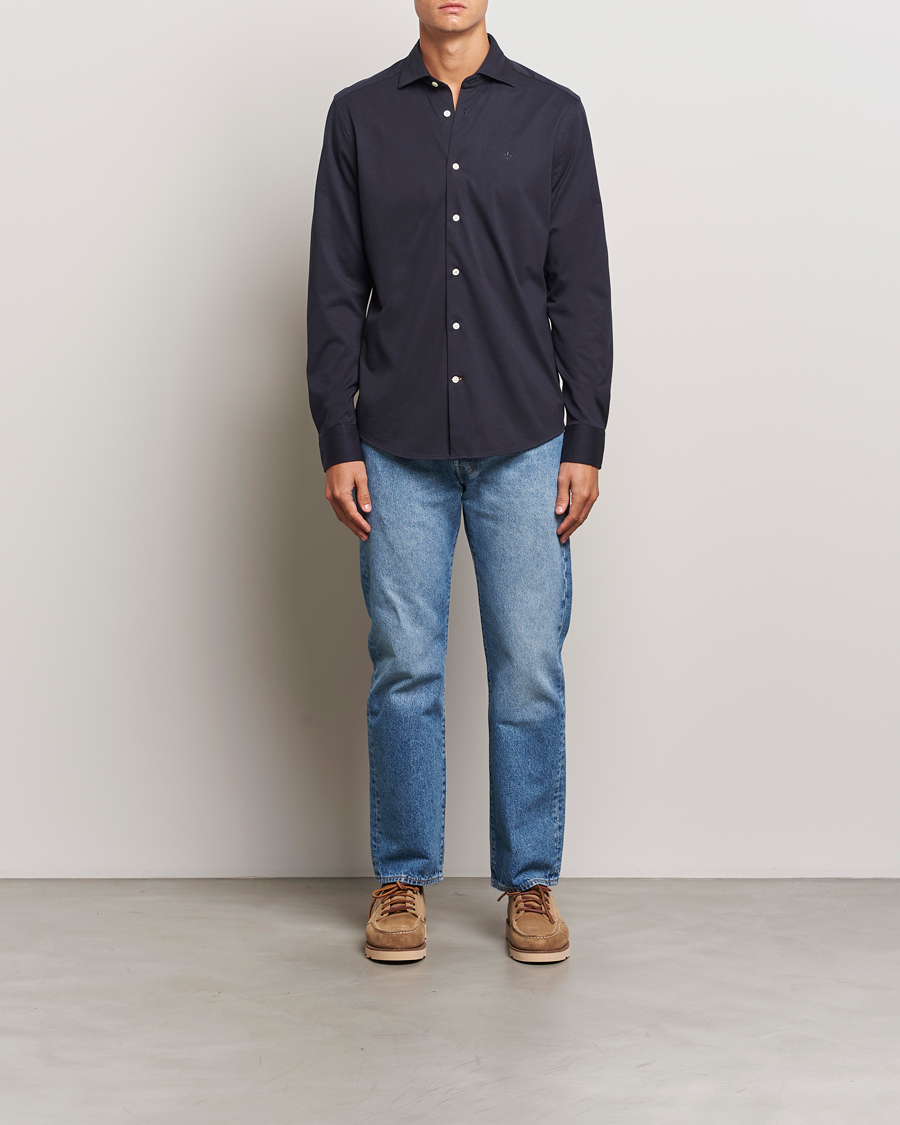 Herre | Skjorter | Morris | Dressed Jersey Shirt Old Blue
