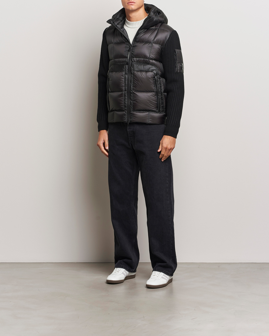 Herre | Jakker | C.P. Company | Merino Wool Padded Hybrid Hood Jacket Black