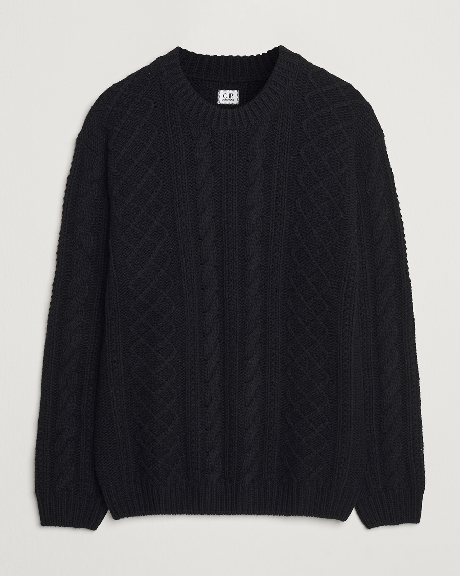 Herre | Trøjer | C.P. Company | Heavy Knitted Lambswool Crewneck Black