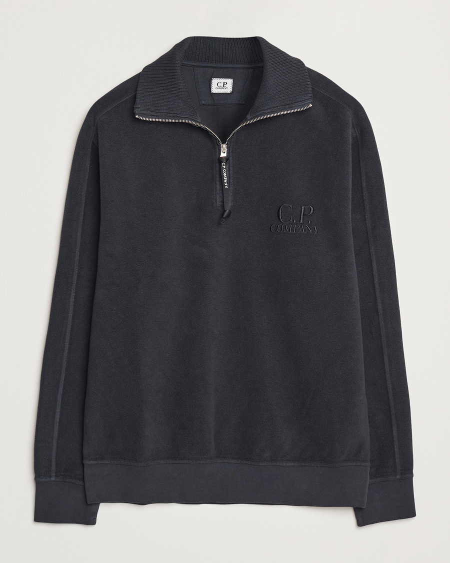 Herre | Trøjer | C.P. Company | Brushed Diagonal Fleece Half Zip Grey Black