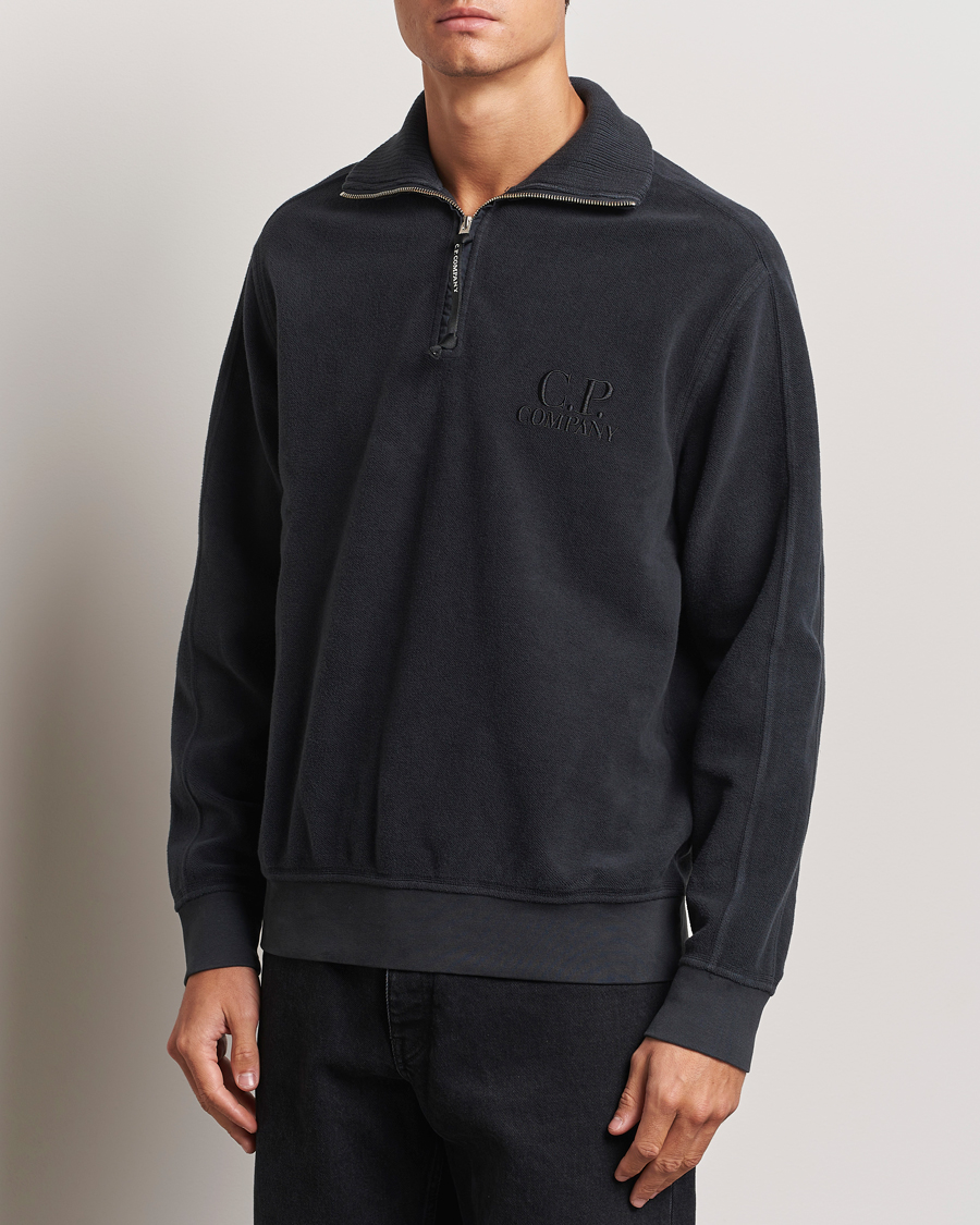 Herre | Trøjer | C.P. Company | Brushed Diagonal Fleece Half Zip Grey Black