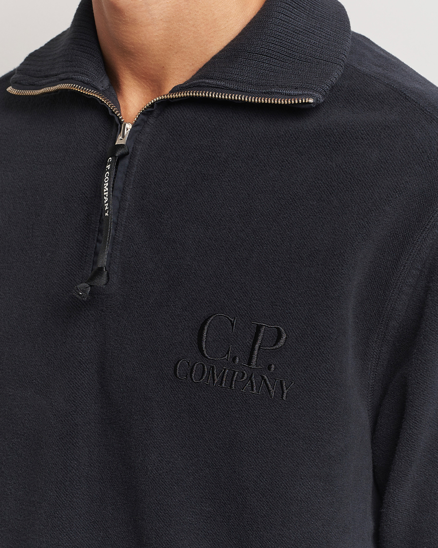 Herre | Trøjer | C.P. Company | Brushed Diagonal Fleece Half Zip Grey Black