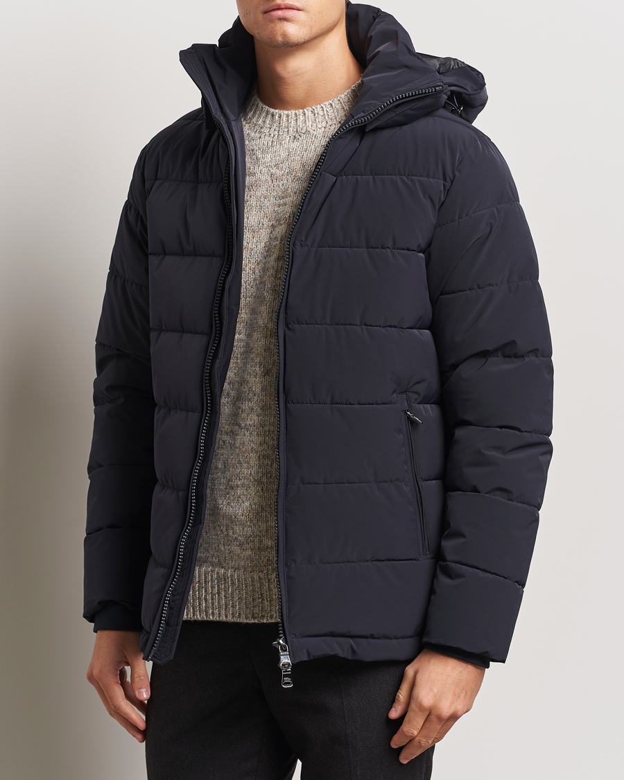 Herre | Jakker | Oscar Jacobson | Hooded Puffer Jacket Navy