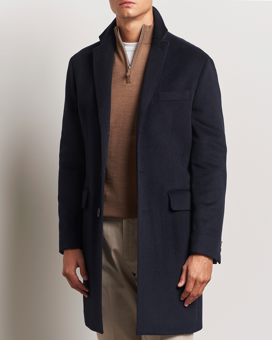 Herre | Jakker | Oscar Jacobson | Sylar Wool/Cashmere Coat Navy
