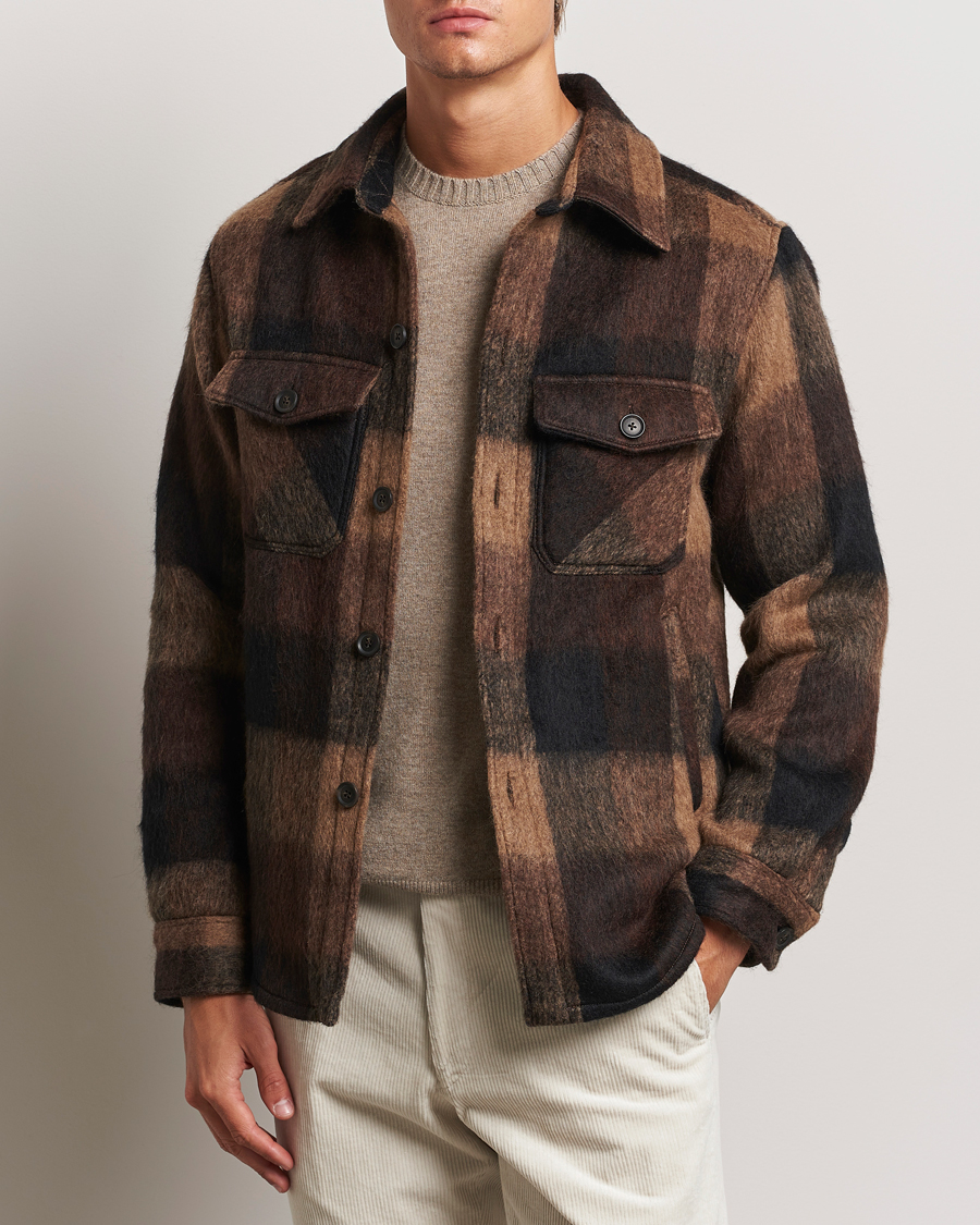 Herre | Jakker | Oscar Jacobson | Maverick Checked Shirt Jacket Brown