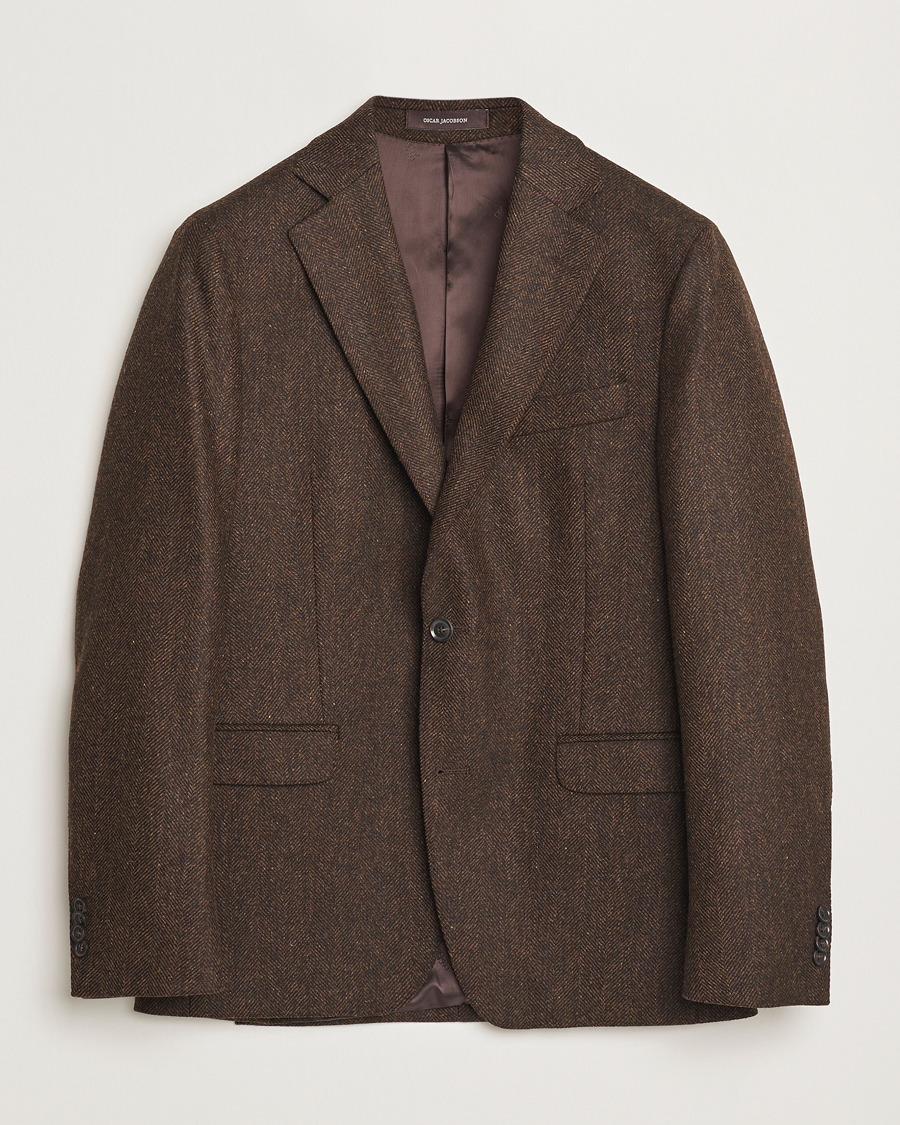 Herre | Blazere & jakker | Oscar Jacobson | Fogerty Moon Herringbone Tweed Blazer Brown