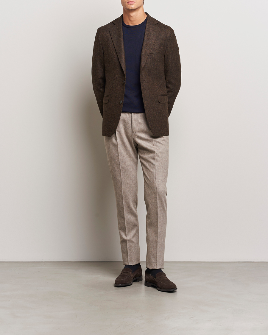 Herre | Blazere & jakker | Oscar Jacobson | Fogerty Moon Herringbone Tweed Blazer Brown
