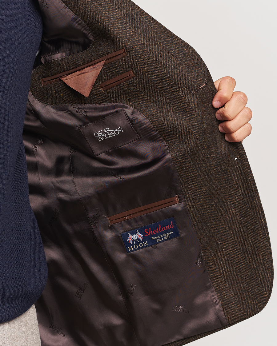 Herre | Blazere & jakker | Oscar Jacobson | Fogerty Moon Herringbone Tweed Blazer Brown