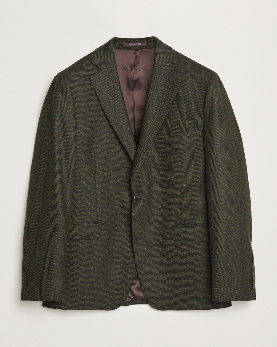 Herre | Blazere & jakker | Oscar Jacobson | Fogerty Moon Herringbone Tweed Blazer Green