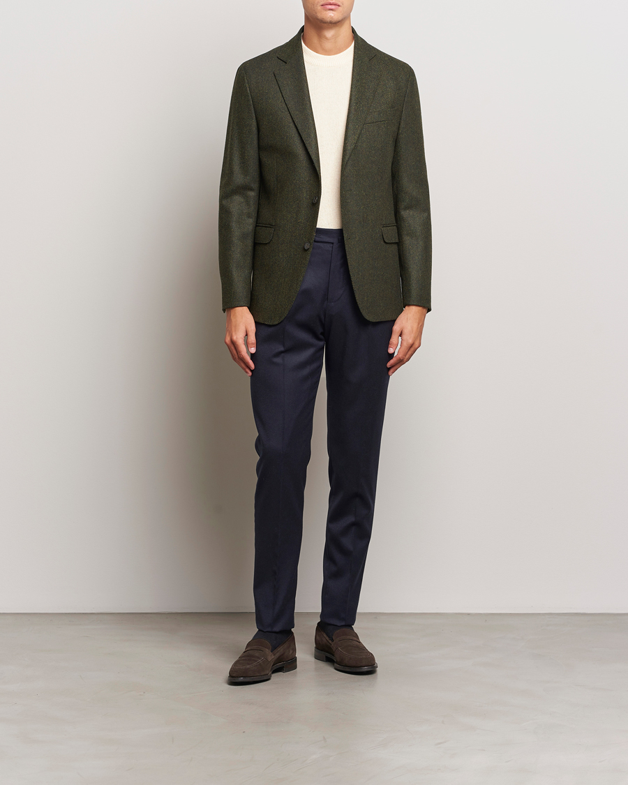 Herre | Blazere & jakker | Oscar Jacobson | Fogerty Moon Herringbone Tweed Blazer Green