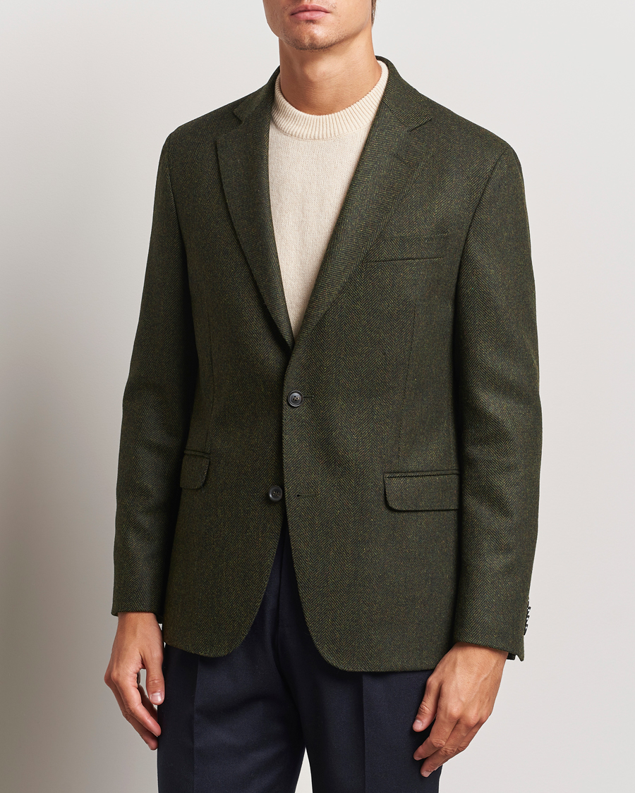 Herre | Blazere & jakker | Oscar Jacobson | Fogerty Moon Herringbone Tweed Blazer Green