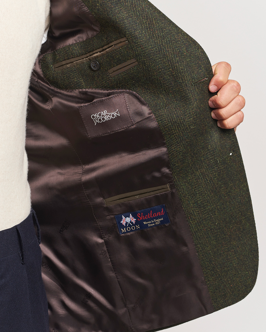 Herre | Blazere & jakker | Oscar Jacobson | Fogerty Moon Herringbone Tweed Blazer Green