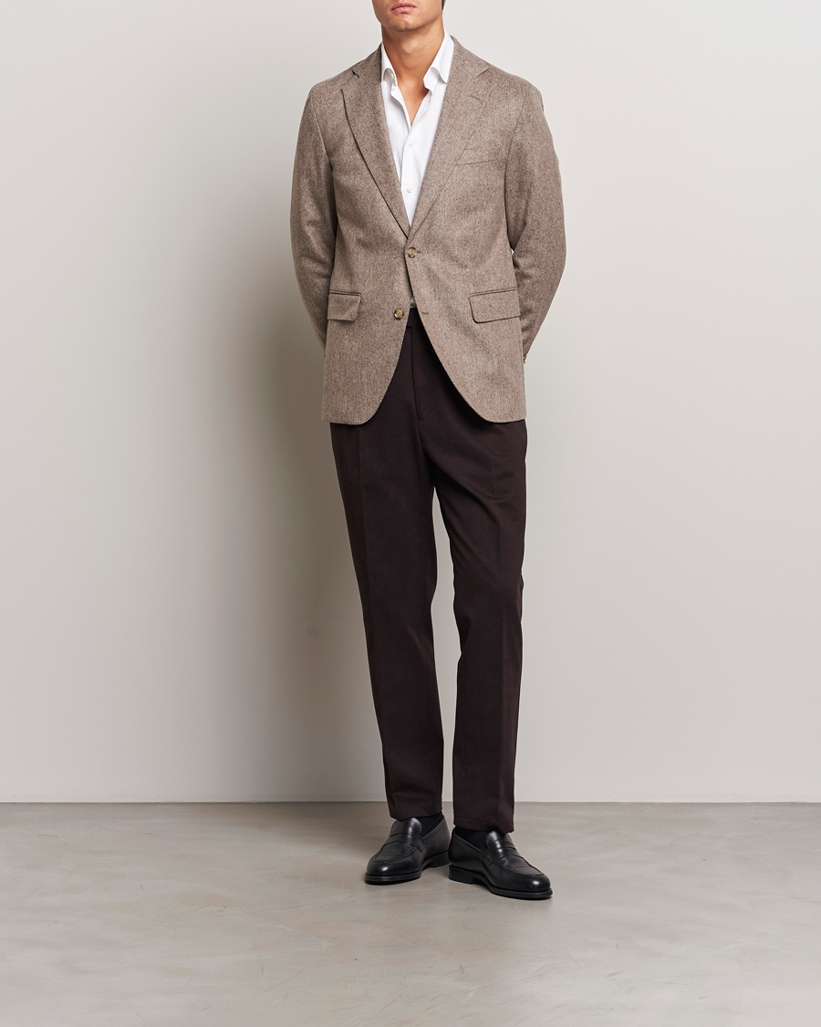 Herre | Blazere & jakker | Oscar Jacobson | Fogerty Herringbone Wool Blazer Beige