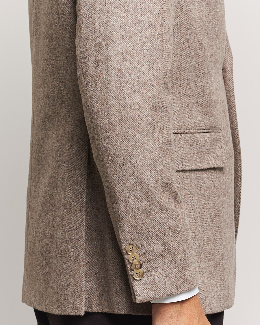 Herre | Blazere & jakker | Oscar Jacobson | Fogerty Herringbone Wool Blazer Beige