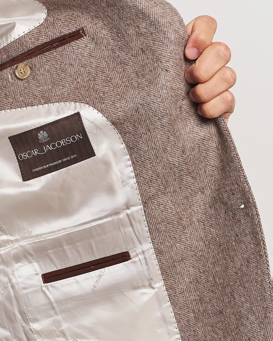 Herre | Blazere & jakker | Oscar Jacobson | Fogerty Herringbone Wool Blazer Beige