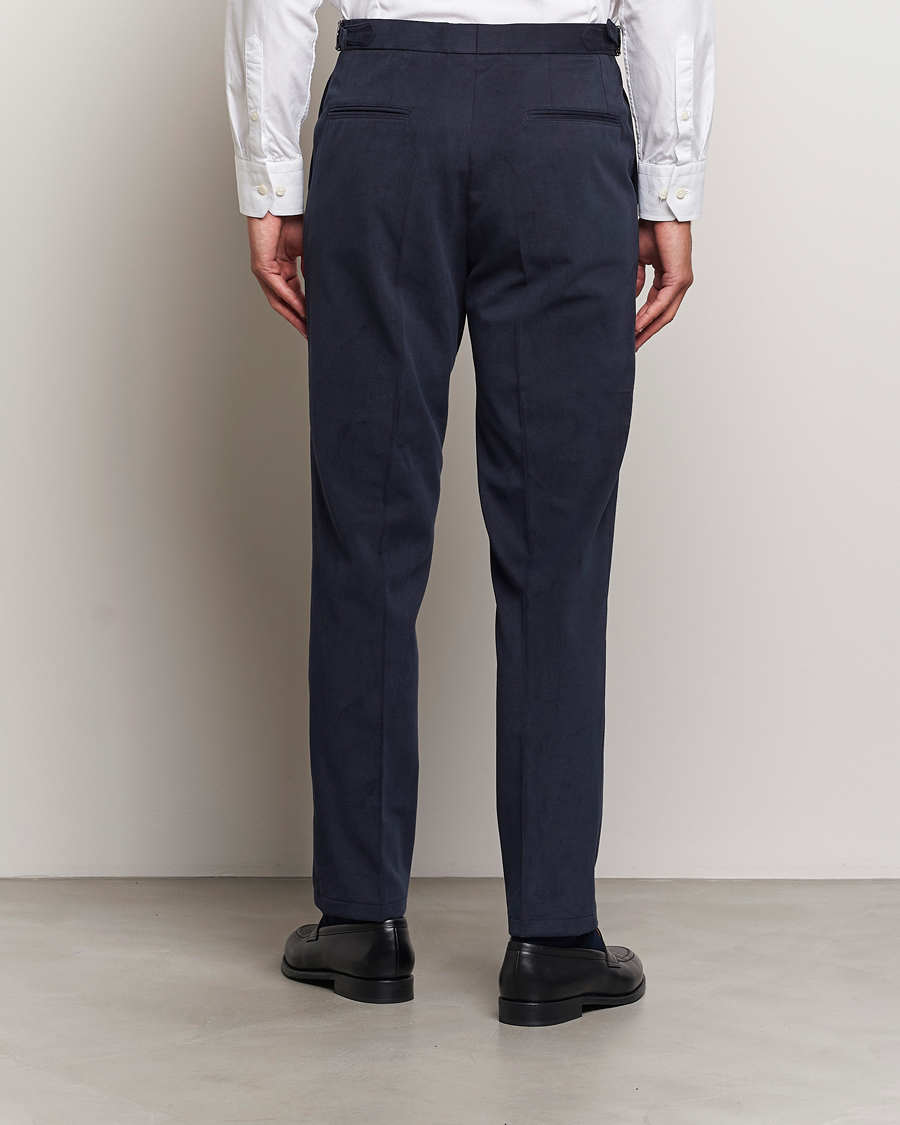 Herre | Bukser | Oscar Jacobson | Delon Brushed Cotton Trousers Navy