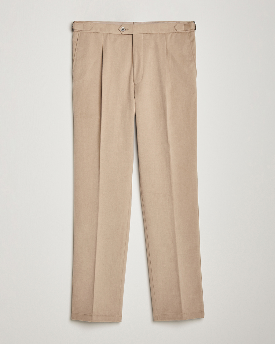 Herre | Bukser | Oscar Jacobson | Delon Brushed Cotton Trousers Beige