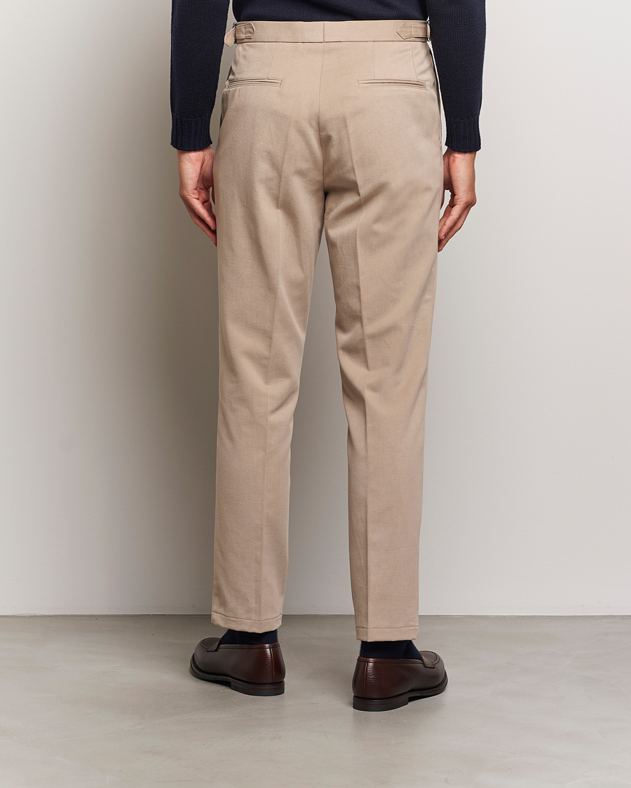 Herre | Bukser | Oscar Jacobson | Delon Brushed Cotton Trousers Beige