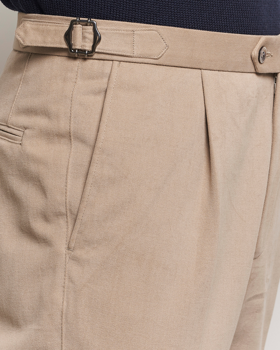 Herre | Bukser | Oscar Jacobson | Delon Brushed Cotton Trousers Beige