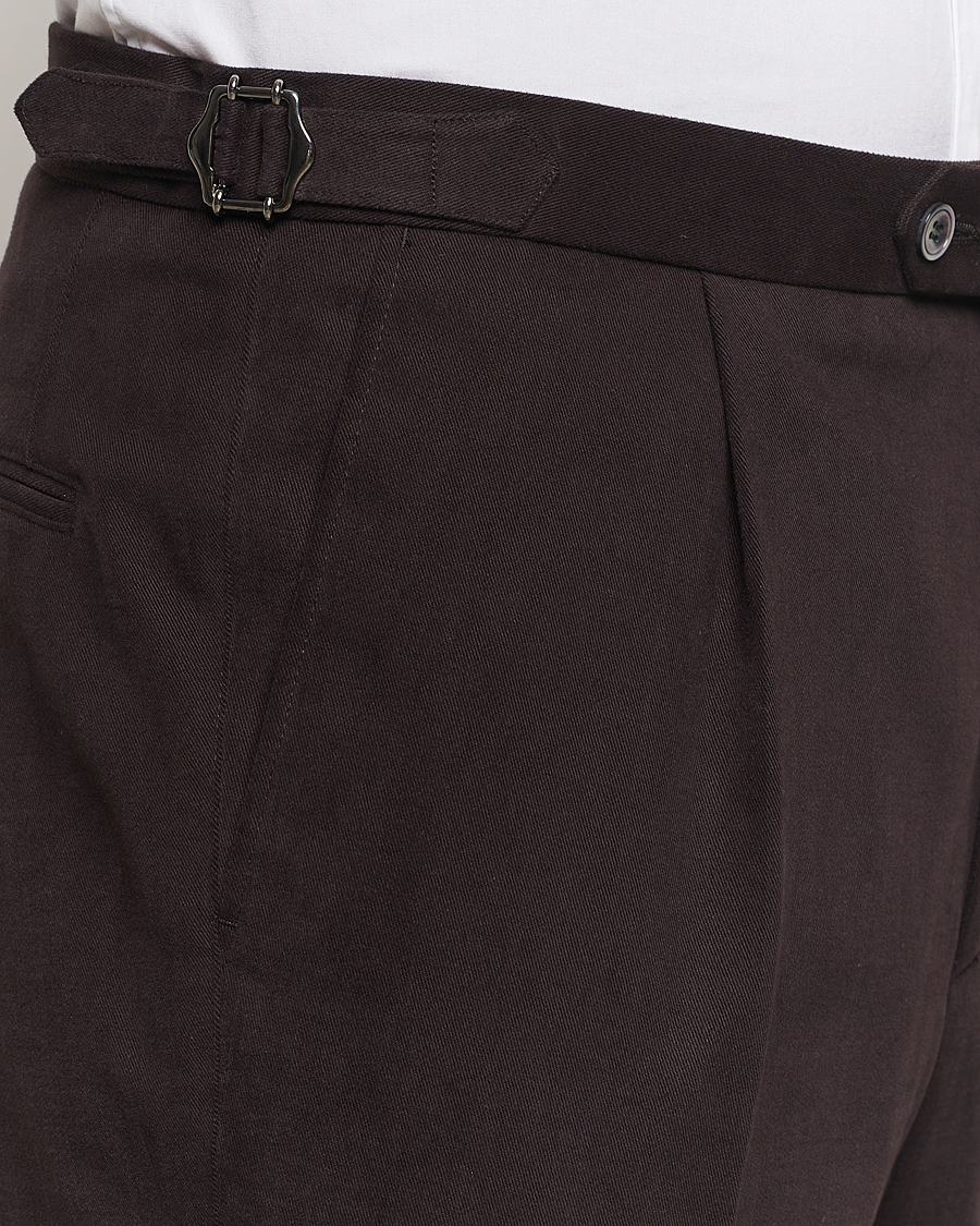 Herre | Bukser | Oscar Jacobson | Delon Brushed Cotton Trousers Brown