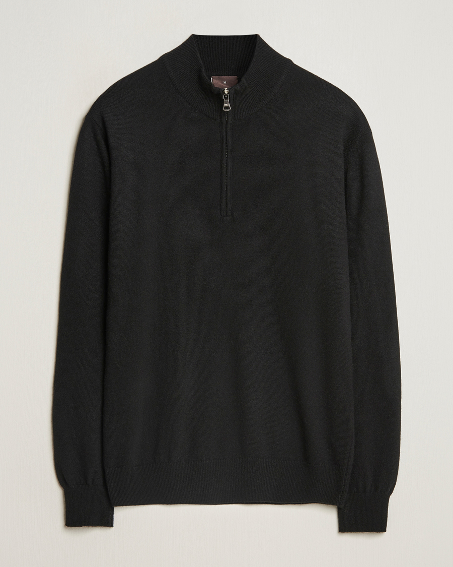 Herre | Trøjer | Oscar Jacobson | Patton Wool/Cashmere Half Zip Black