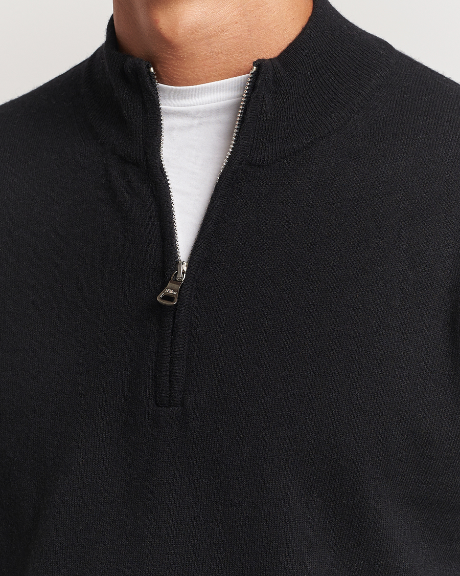 Herre | Trøjer | Oscar Jacobson | Patton Wool/Cashmere Half Zip Black