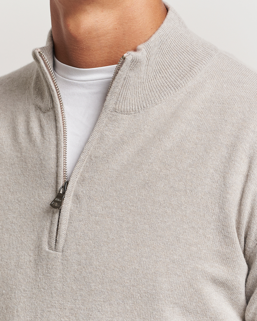 Herre | Trøjer | Oscar Jacobson | Patton Wool/Cashmere Half Zip Light Beige