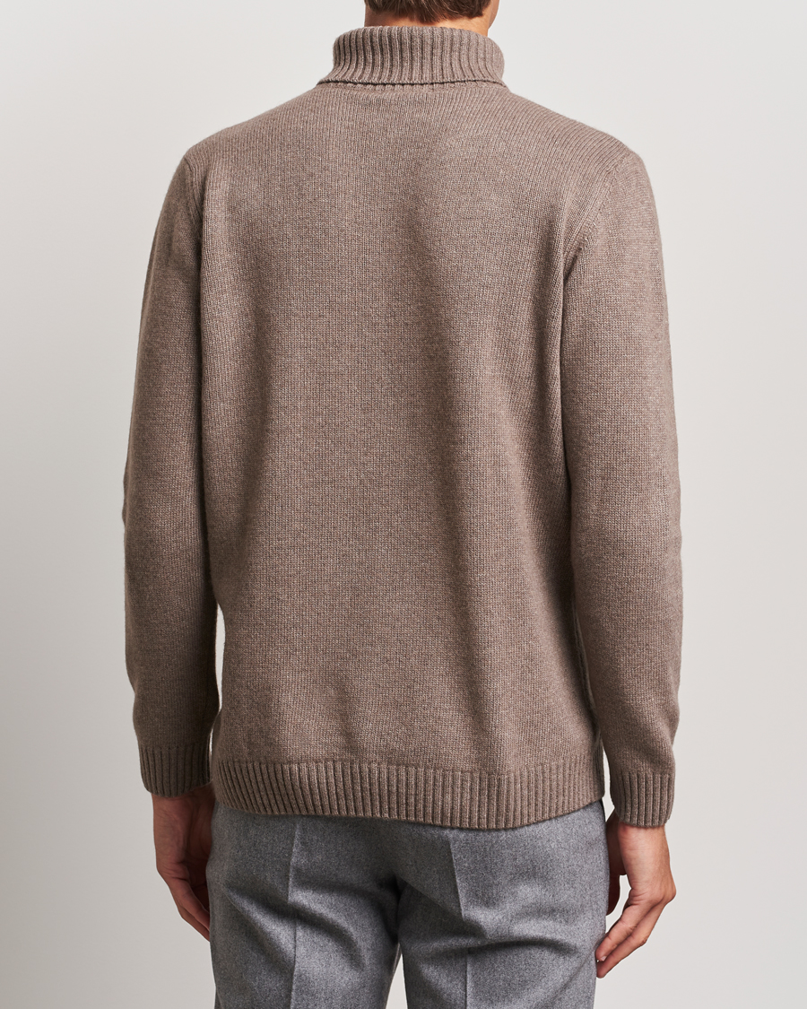 Herre | Trøjer | Oscar Jacobson | Salomon Heavy Knitted Cable Rollneck Light Brown