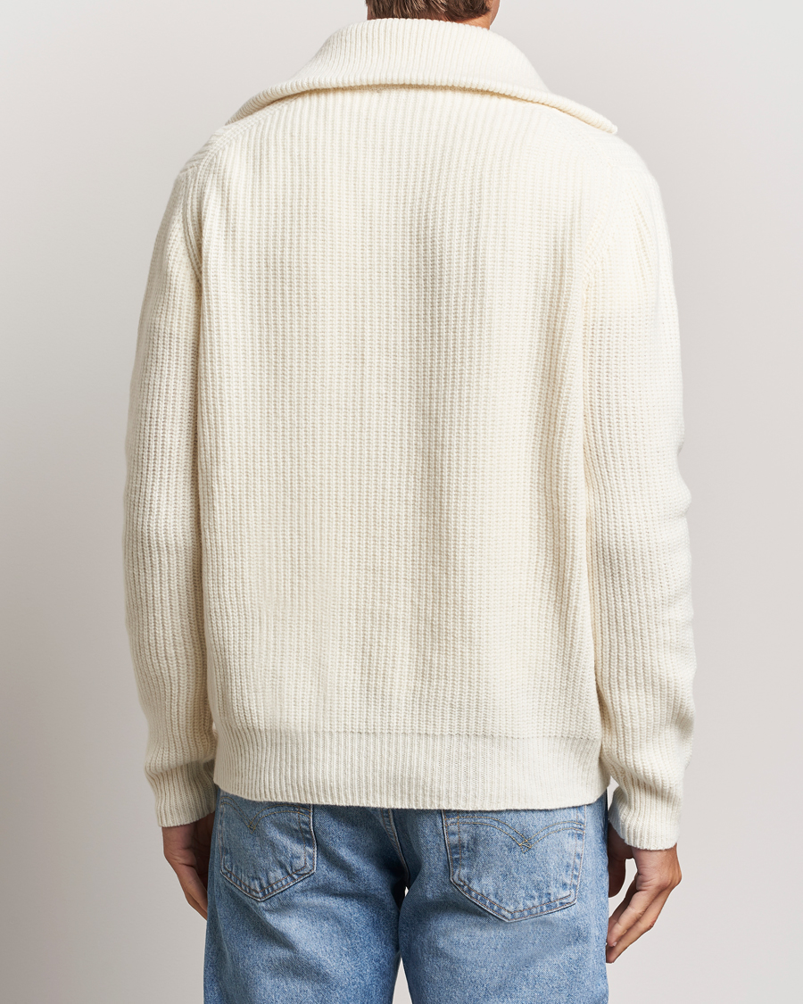 Herre | Trøjer | Oscar Jacobson | Mauritz Heavy Knitted Half Zip White
