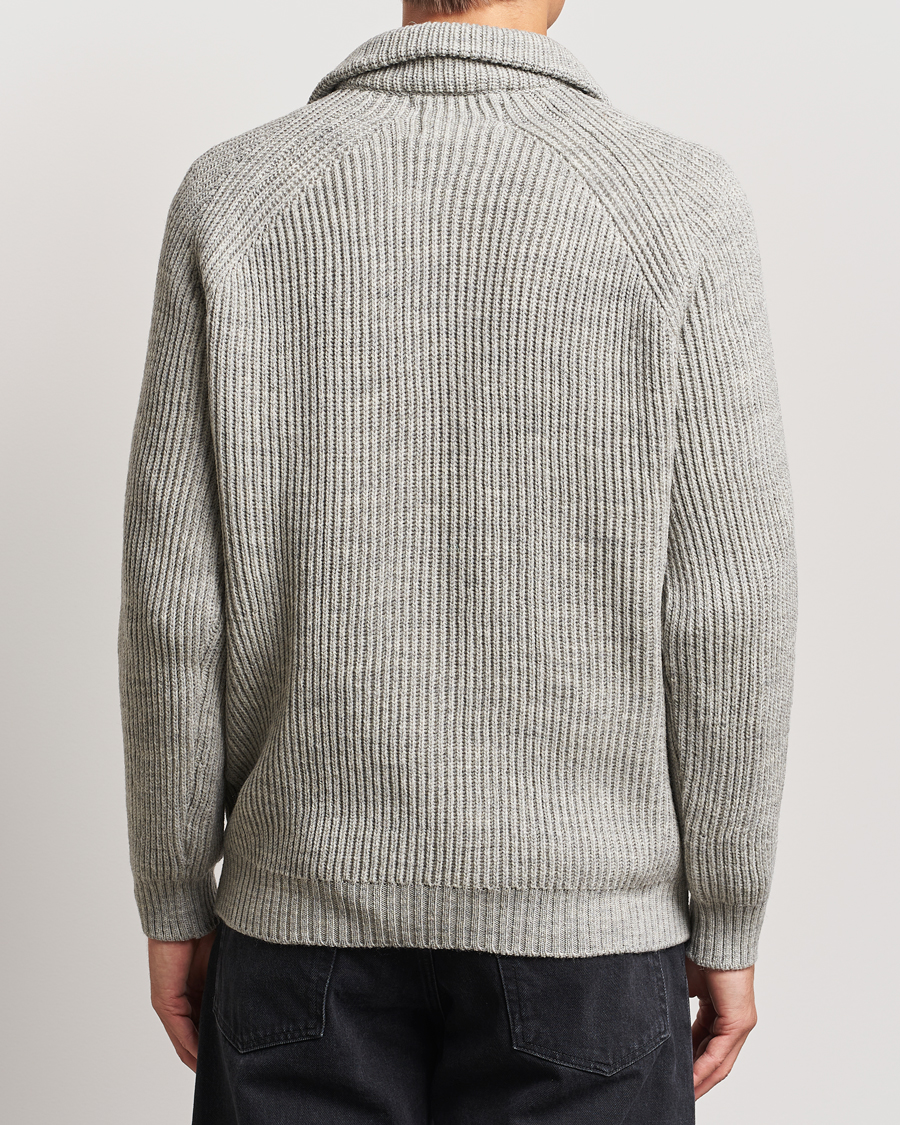 Herre | Trøjer | Peregrine | Ford Knitted Wool Half Zip Light Grey