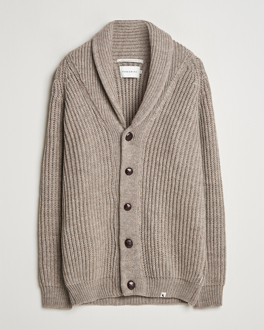 Herre | Trøjer | Peregrine | Wilkinson Ribbed Wool Cardigan Light Brown