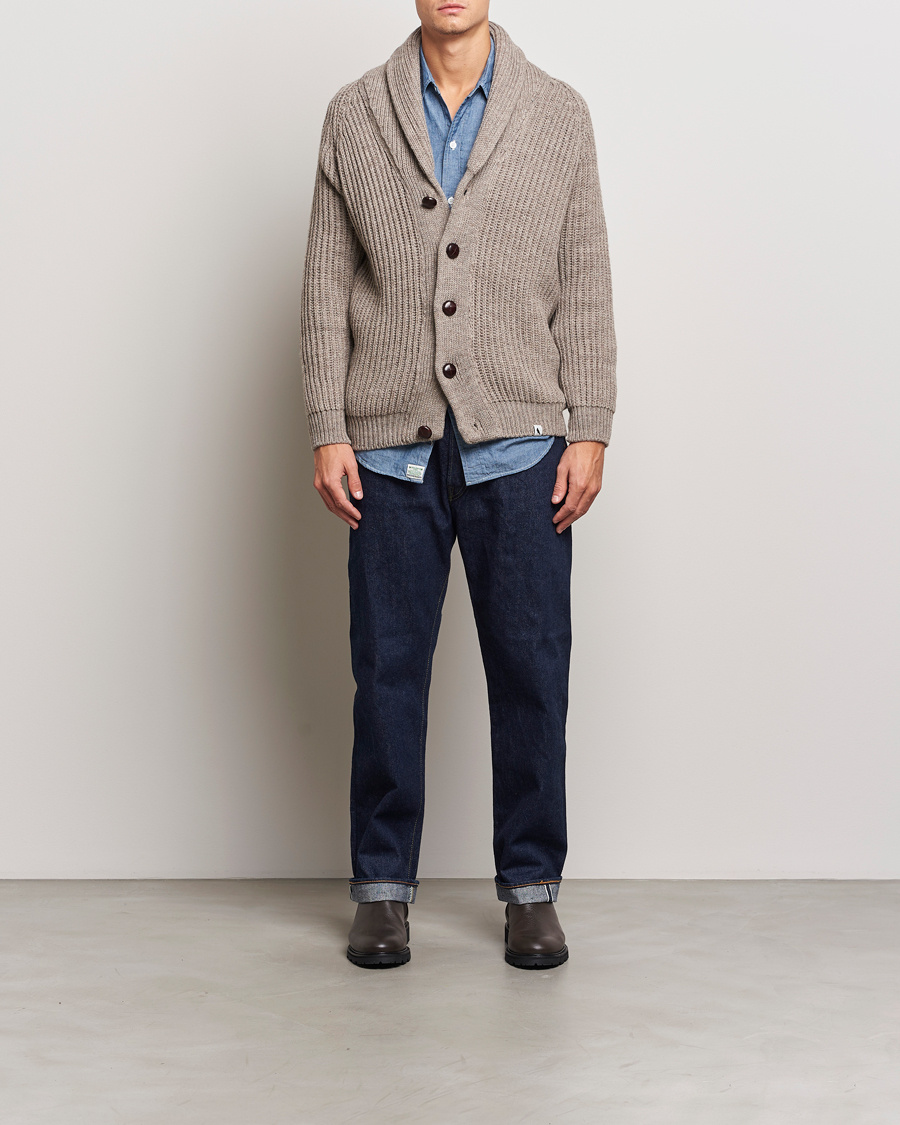 Herre | Trøjer | Peregrine | Wilkinson Ribbed Wool Cardigan Light Brown