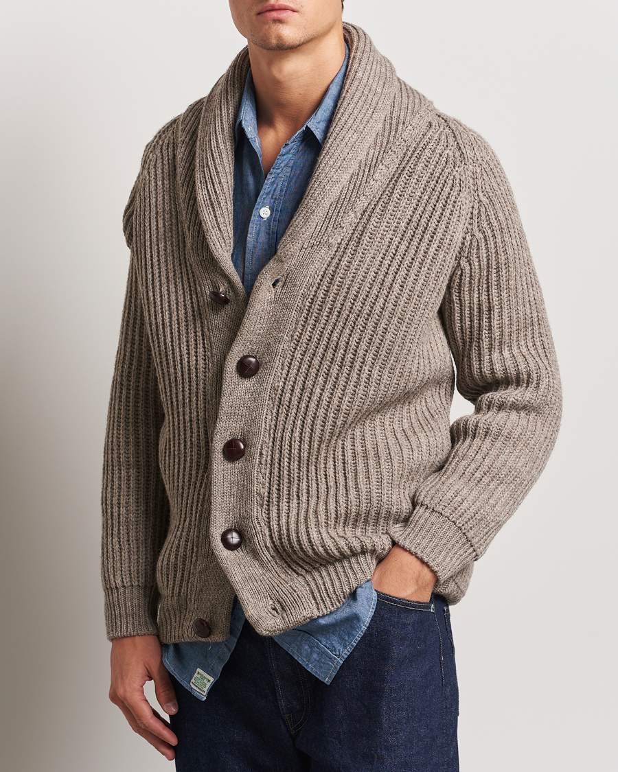 Herre | Trøjer | Peregrine | Wilkinson Ribbed Wool Cardigan Light Brown