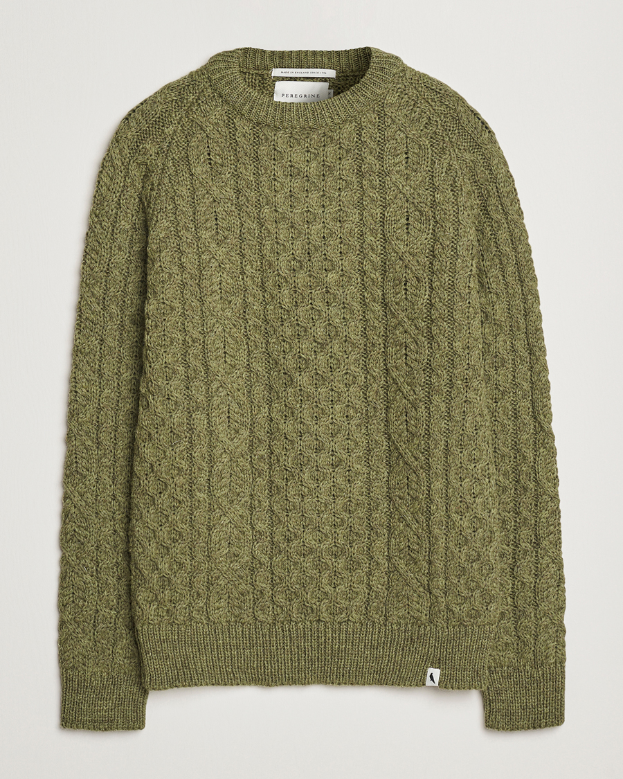 Herre | Trøjer | Peregrine | Hudson Wool Aran Knitted Jumper Apple