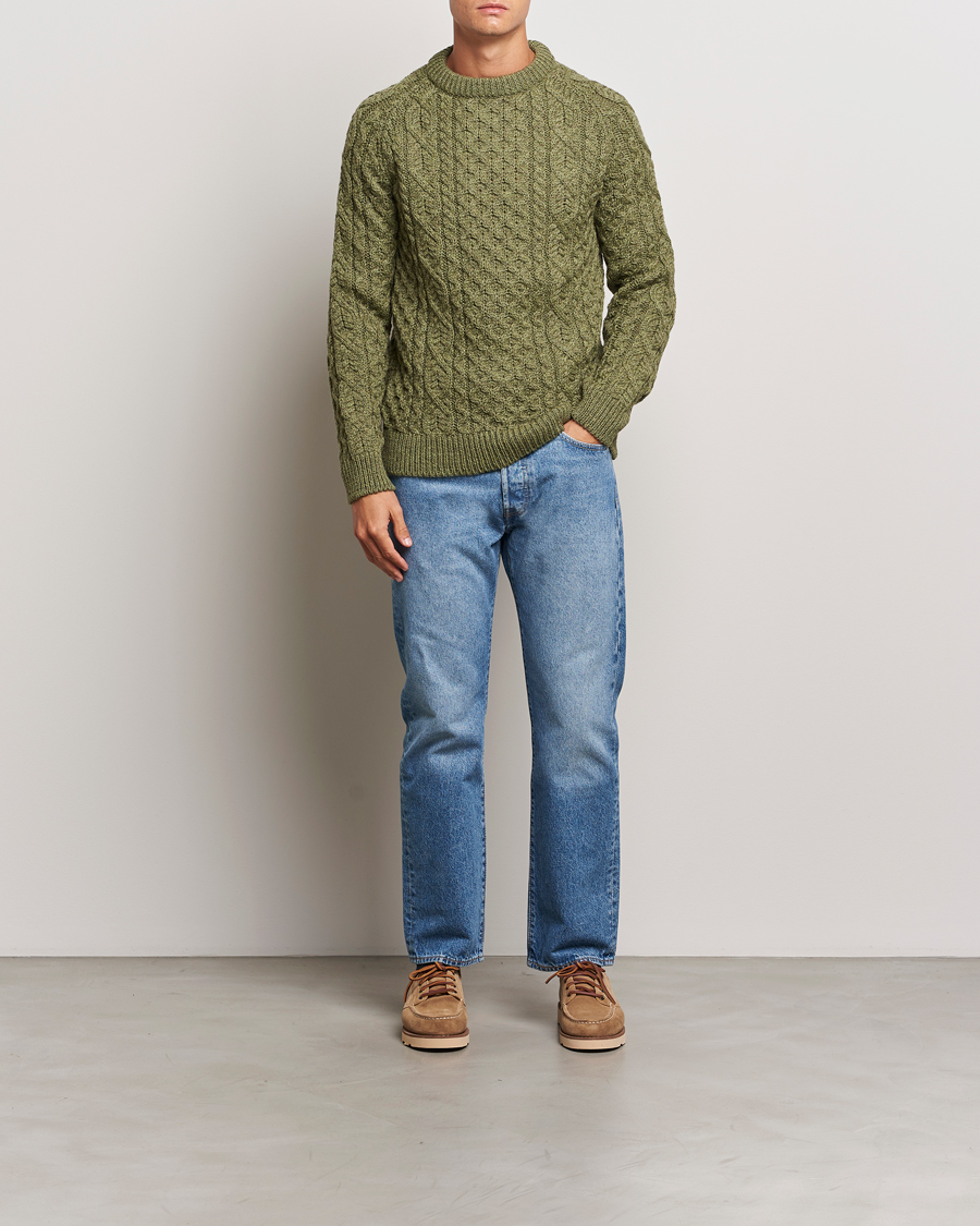 Herre | Trøjer | Peregrine | Hudson Wool Aran Knitted Jumper Apple