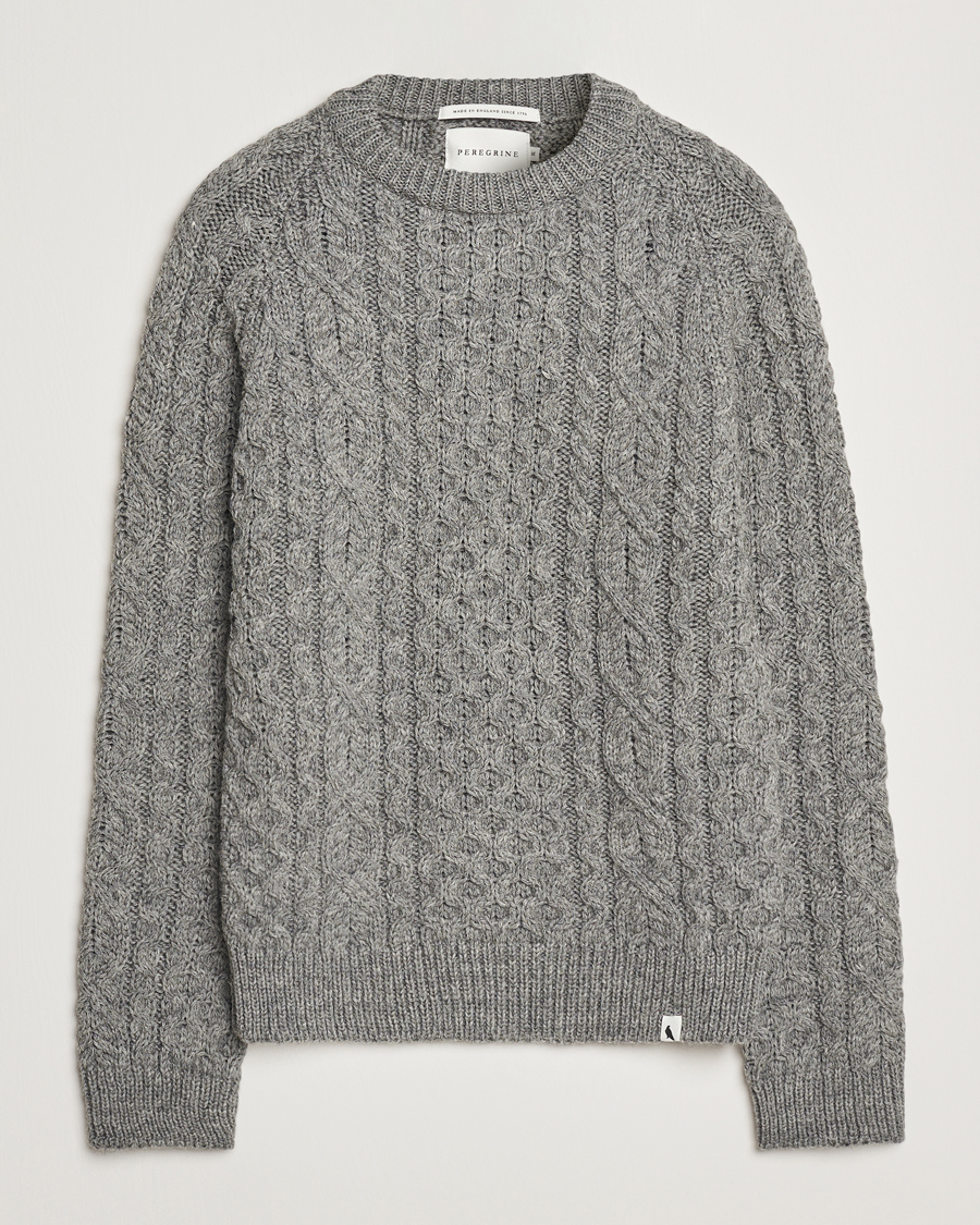 Herre | Trøjer | Peregrine | Hudson Wool Aran Knitted Jumper Steel