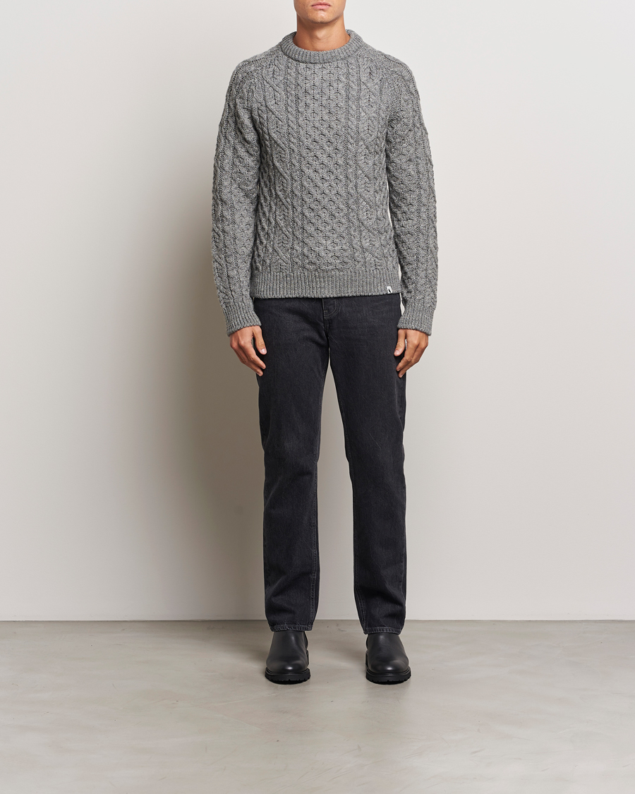 Herre | Trøjer | Peregrine | Hudson Wool Aran Knitted Jumper Steel