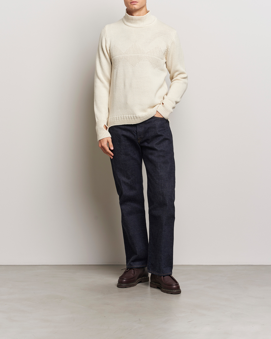 Herre | Trøjer | Peregrine | Mountain Guernsey Merino Funnel Neck Cream