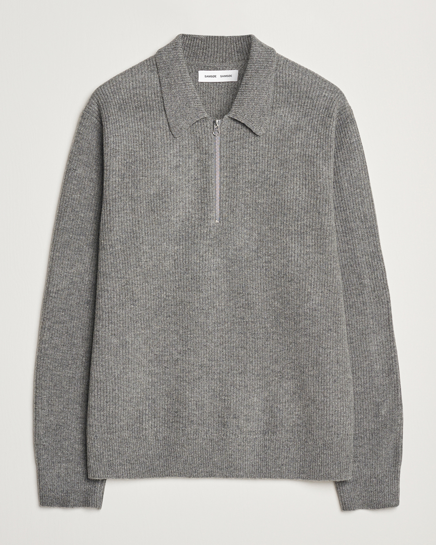 Herre | Trøjer | Samsøe Samsøe | Saisaks Half Zip Polo Dark Grey Melange
