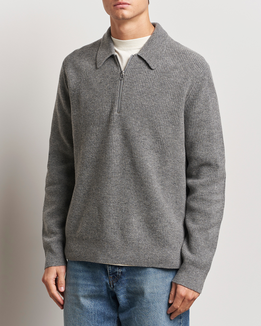 Herre | Trøjer | Samsøe Samsøe | Saisaks Half Zip Polo Dark Grey Melange