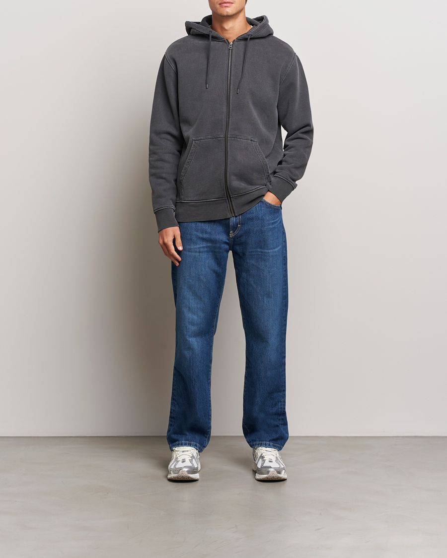 Herre | Trøjer | Samsøe Samsøe | Pigment Dyed Full Zip Hoodie Black