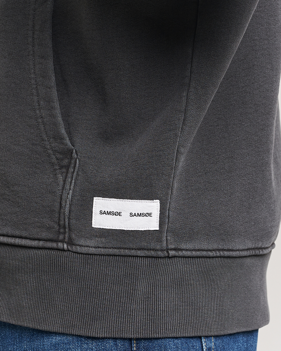 Herre | Trøjer | Samsøe Samsøe | Pigment Dyed Full Zip Hoodie Black